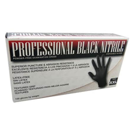 Sas Safety Derma-Pro, Disposable Gloves, 4.5 mil Palm, Nitrile, Powder-Free, L, Black SA334792